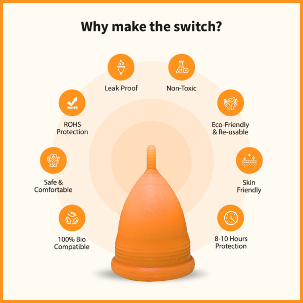 iCare Reusable Menstrual Cup, Medium Size, Translucent, Skin Friendly, Useable for 8-12 hours - Image 7