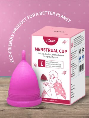 iCare Reusable Menstrual Cup Large Size, Skin-friendly, Useable for 8-12 hours