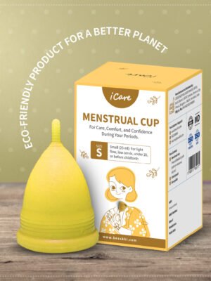 iCare Reusable Menstrual Cup Small Size, Skin-friendly, Useable for 8-12 hours