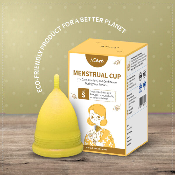 iCare Reusable Menstrual Cup Small Size, Skin-friendly, Useable for 8-12 hours