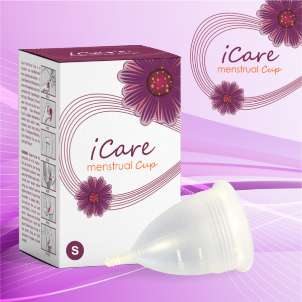 iCare Reusable Menstrual Cup, Medium Size, Translucent, Skin Friendly, Useable for 8-12 hours