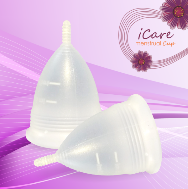 iCare Reusable Menstrual Cup, Medium Size, Translucent, Skin Friendly, Useable for 8-12 hours - Image 2