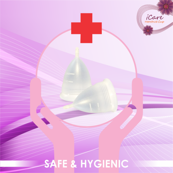 iCare Reusable Menstrual Cup, Medium Size, Translucent, Skin Friendly, Useable for 8-12 hours - Image 4