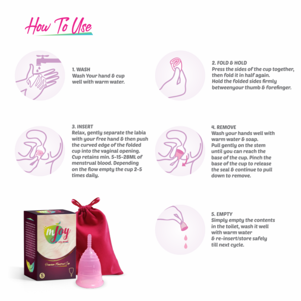 mJoy Reusable Menstrual Cup, Small Size, Made of Skin Friendly Medical Grade Silicone - Image 5