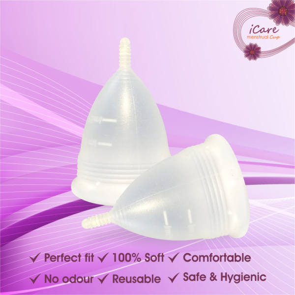 iCare Reusable Menstrual Cup, Medium Size, Translucent, Skin Friendly, Useable for 8-12 hours - Image 5