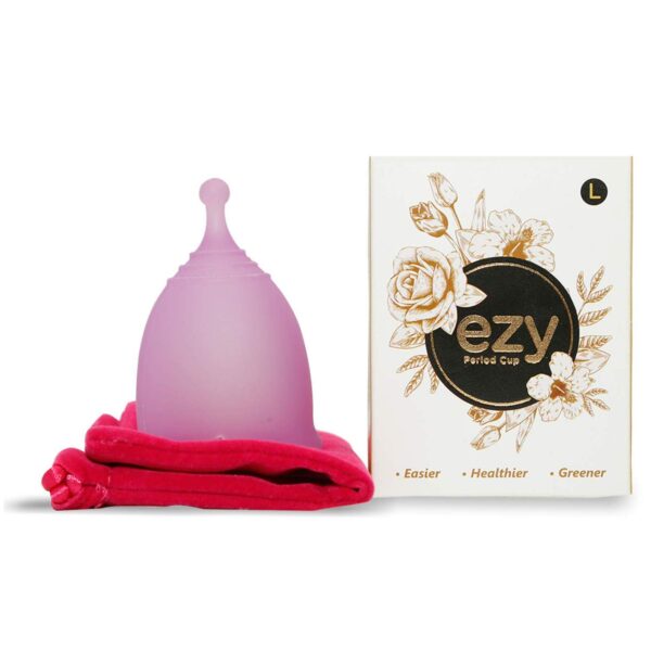 ezy Reusable Menstrual Cup, Large Size, Made from Medical Grade Silicone, Useable for 8-12 hours