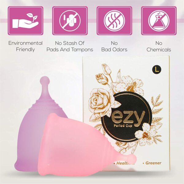 ezy Reusable Menstrual Cup, Large Size, Made from Medical Grade Silicone, Useable for 8-12 hours - Image 5