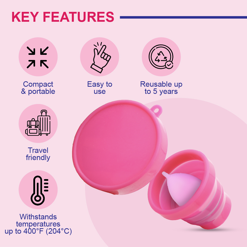 Silicone Foldable Cleaning Container | Collapsible Sterilizing Cup for Menstrual Cup Cleaning & Hygiene Care