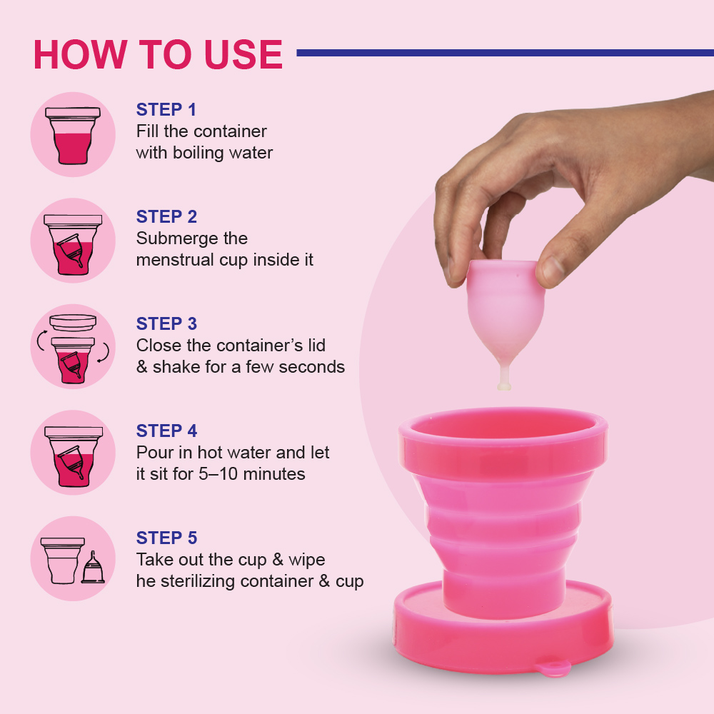 Silicone Foldable Cleaning Container | Collapsible Sterilizing Cup for Menstrual Cup Cleaning & Hygiene Care