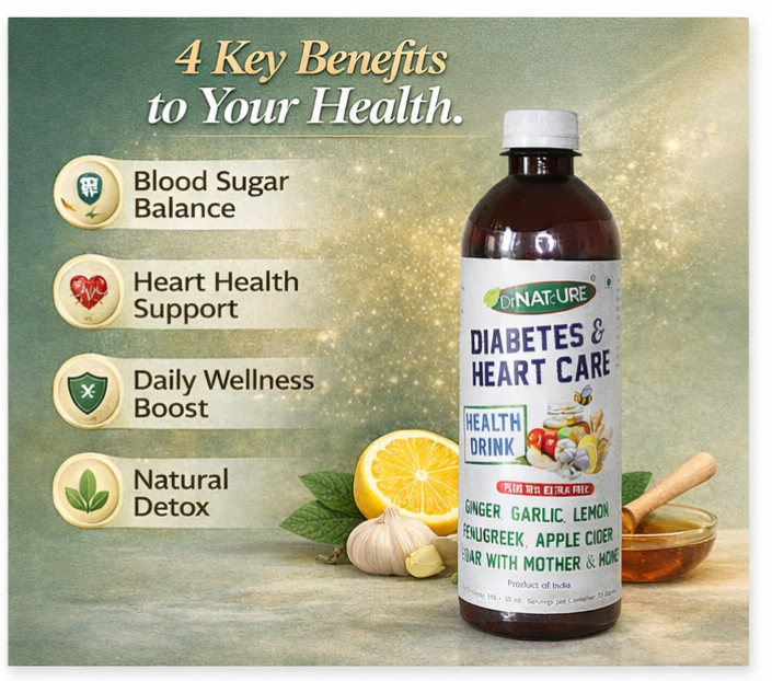 Diabetic & Heart Care Apple Cider Vinegar Wellness Drink with Mother | Ginger, Garlic, Fenugreek, Lemon & Honey | Daily Sugar Balance & Heart Health Support