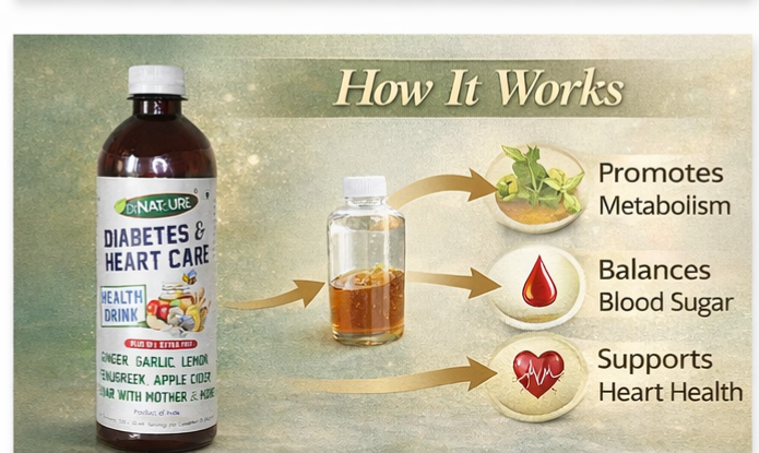 Diabetic & Heart Care Apple Cider Vinegar Wellness Drink with Mother | Ginger, Garlic, Fenugreek, Lemon & Honey | Daily Sugar Balance & Heart Health Support