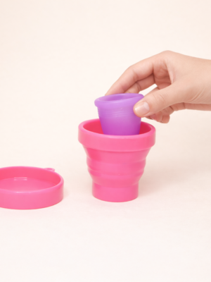 Silicone Foldable Cleaning Container | Collapsible Sterilizing Cup for Menstrual Cup Cleaning & Hygiene Care