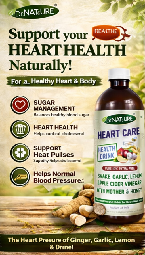 Heart Care Apple Cider Vinegar Wellness Drink with Mother | Ginger, Garlic & Lemon with Honey | Daily Cardiovascular & Circulation Support
