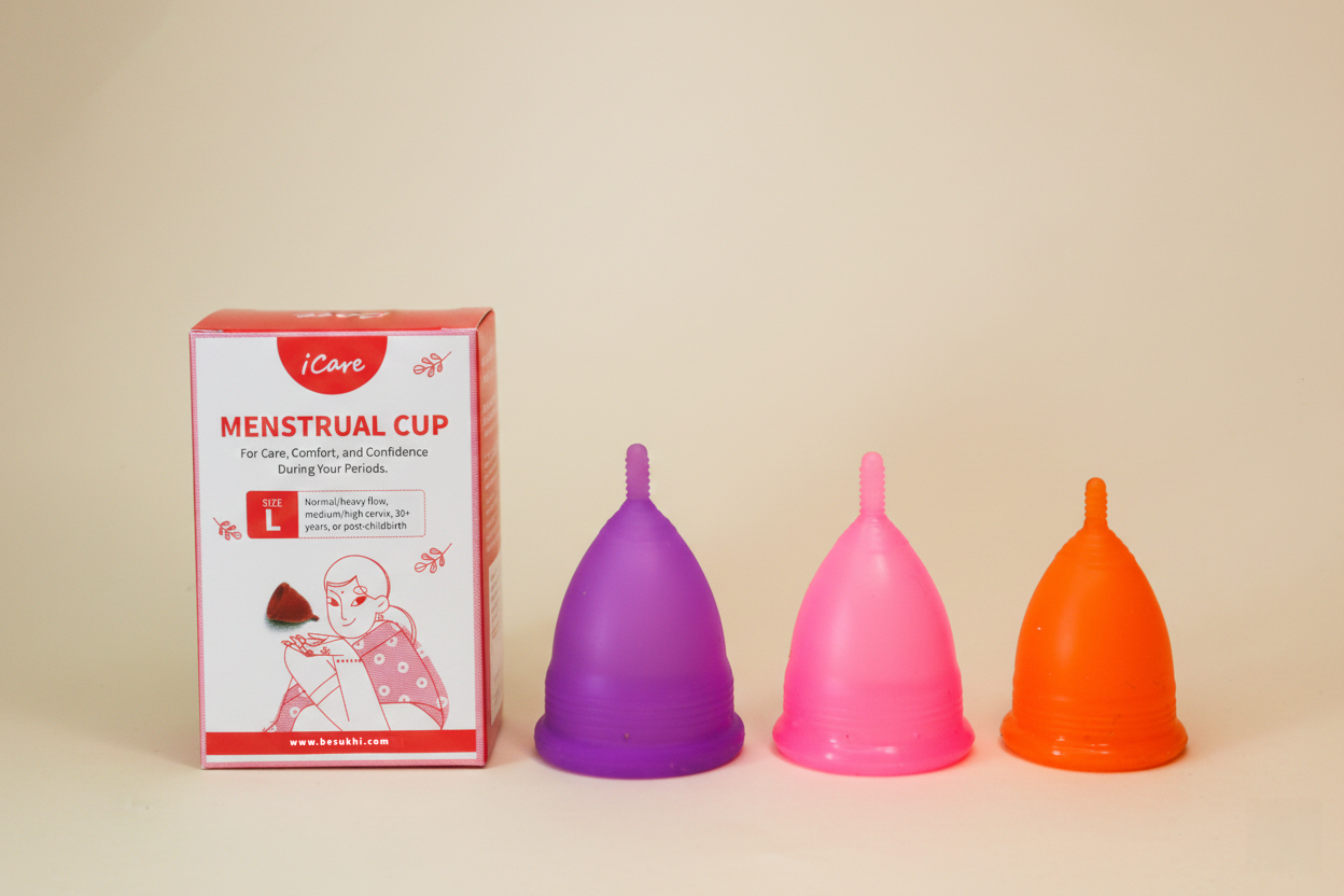 iCare Large Menstrual Cup | Medical Grade Silicone Period Cup | Up to 8 Hours Leak Protection | Soft, Comfortable & Beginner Friendly