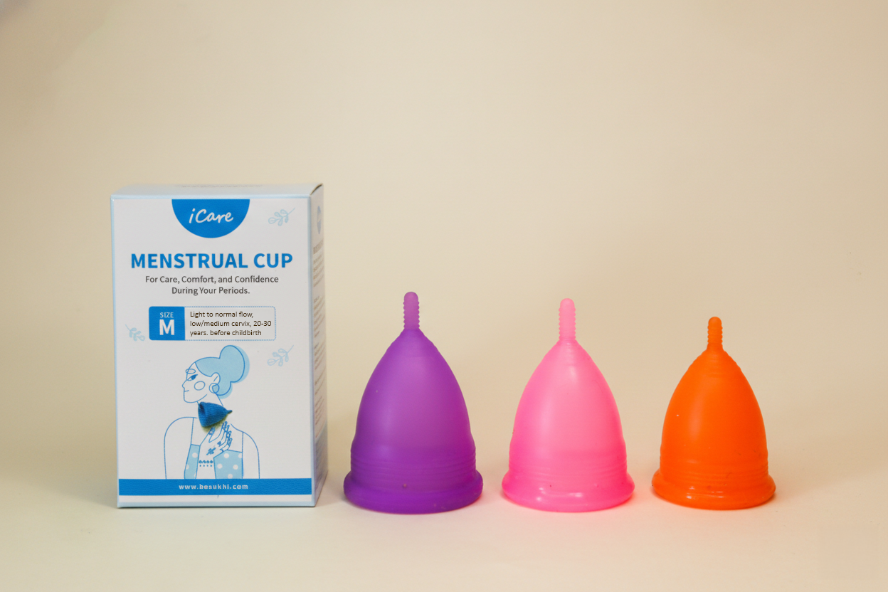 iCare Medium Menstrual Cup | Medical Grade Silicone Period Cup | Up to 8 Hours Leak Protection | Soft, Comfortable & Beginner Friendly