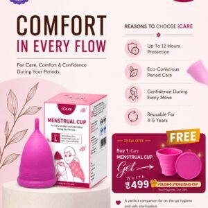 Buy iCare Reusable Menstrual Cup Get Free Silicone Sterilizing Container | Medical Grade Silicone | Comfortable Leakproof Period Care