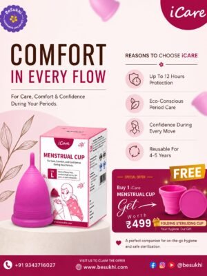 Buy iCare Reusable Menstrual Cup Get Free Silicone Sterilizing Container | Medical Grade Silicone | Comfortable Leakproof Period Care